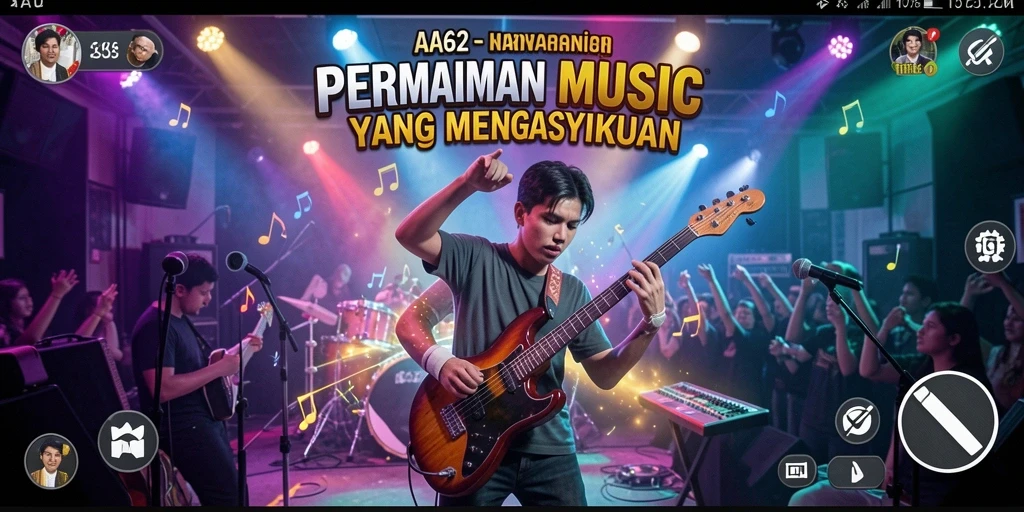 Tampilan gameplay seru dengan berbagai pilihan lagu musik.