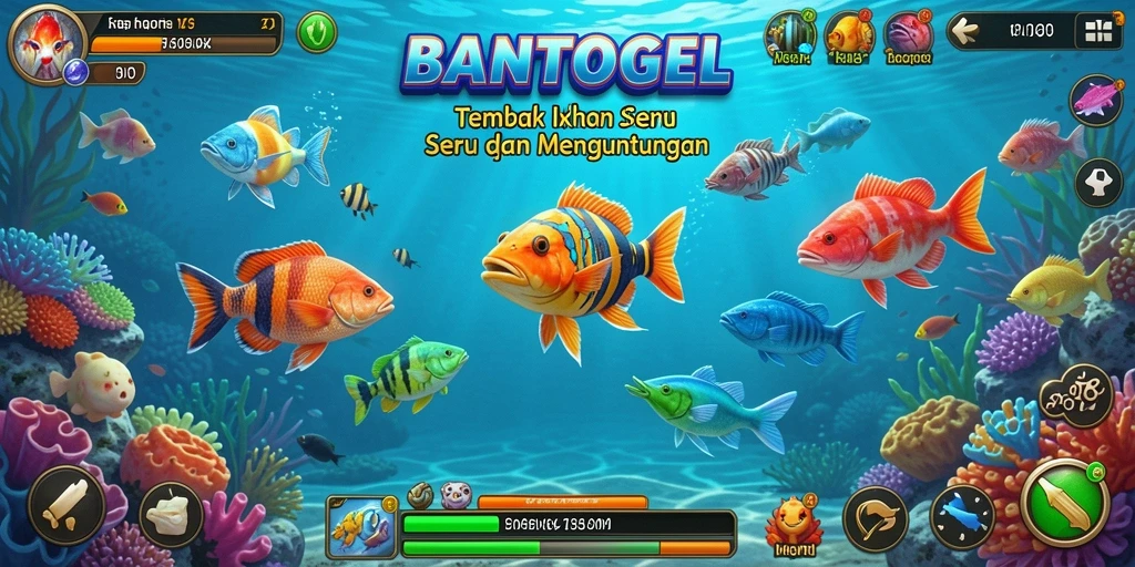 Tampilan gameplay seru BANTOGEL saat menembak ikan.